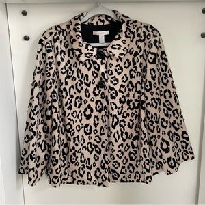Chicos Jacket Cape Poncho Large 2 Leopard Animal Print Fall Contemporary Mature